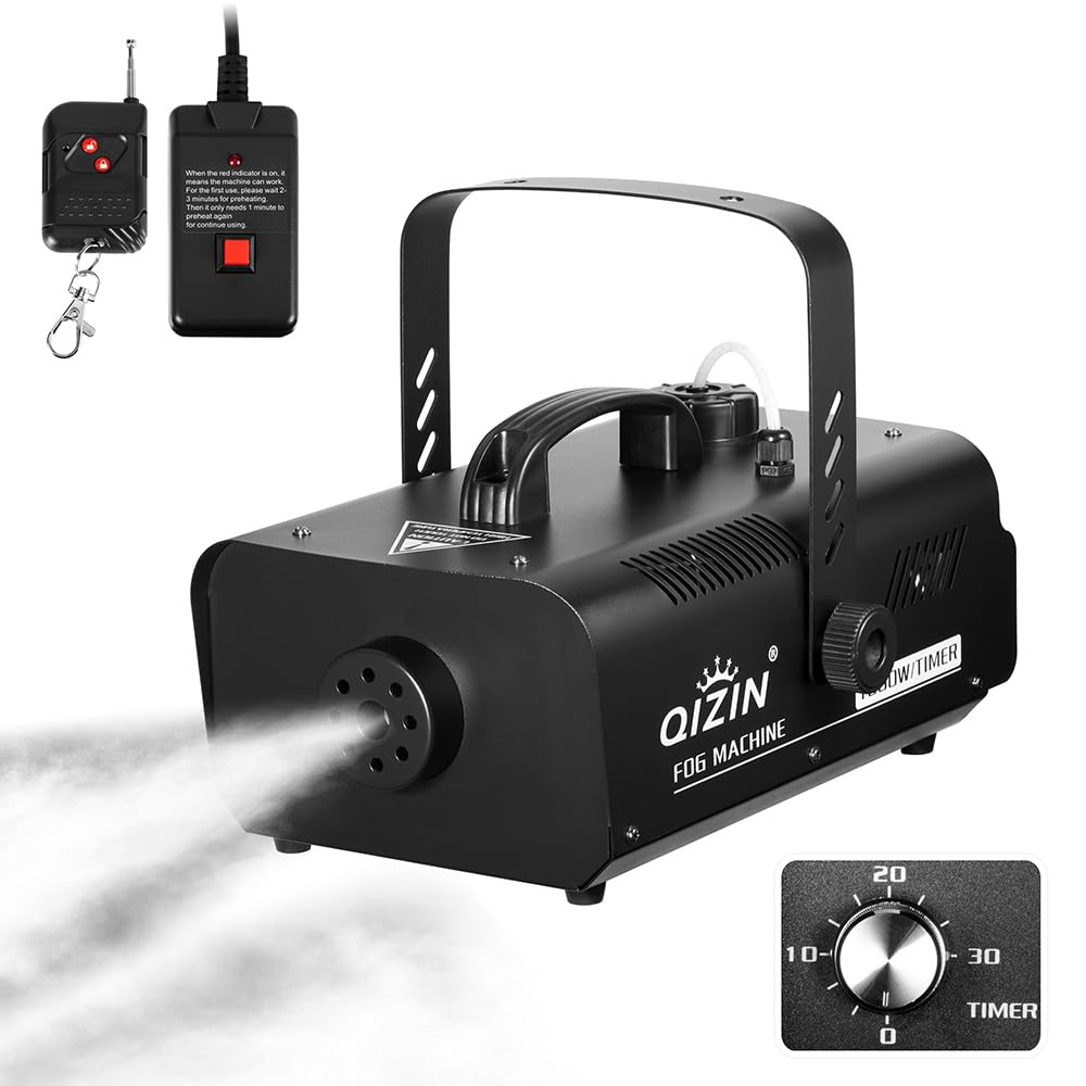 Photo 1 of Fog Machine 1000W with Timer, Wireless Remote and Manual Control - Perfect for Halloween, Parties, Stage Performances, Concerts, and Clubs