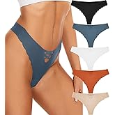 Lyeacs No Show Underwear G-String Seamless Thongs for Women,No Line Breathable Comfortable Thongs Women's Panties Pack (S-XL)