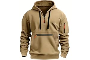 Rela Bota Mens Hoodies Quarter Zip Hoodie Colour Contrast Hooded Sweatshirt Long Sleeve Hoody Tops with Pocket
