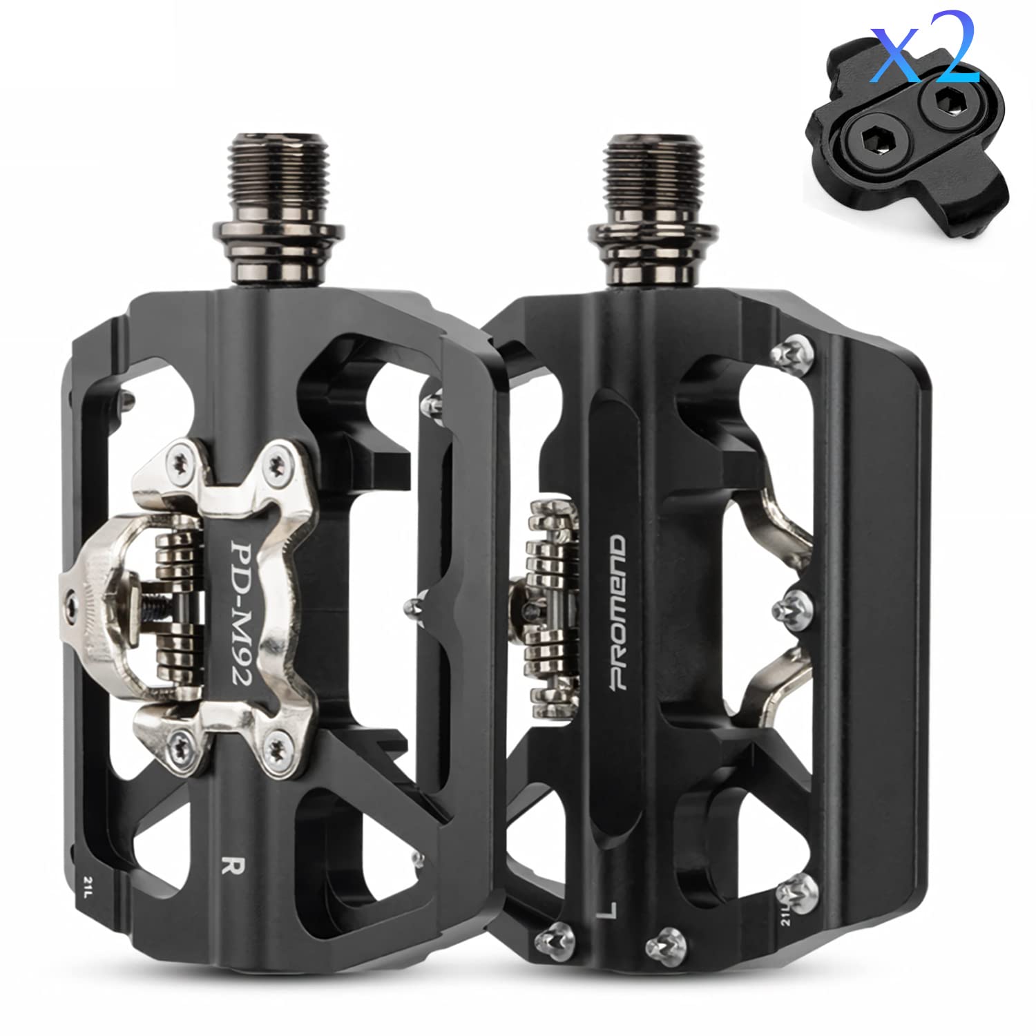 MTB Pedals Aluminum Aolly Clipless Flat Dual Platform with Cleats - Bike Pedals Compatible with Shimano Clipless, 3 Sealed Bearing Lightweight Non-Slip Bicycle Pedal for Gravel BMX Bike 9/16" — image 1