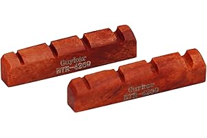 Guyker Bass Guitar Bone Nut - 4 String Flat Bottom Pre-Slotted Bone Nuts Replacement Parts Accessories for PB JB Precision Bass Jazz Bass Set of 2 Red, 42x6x9mm BTR4269