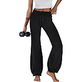 Nirovien Womens Wide Leg Yoga Pants Fold Over Flare Leggings High Waisted Athletic Workout Pants Gym Leggings