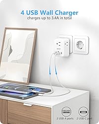 LENCENT 2 Pack European Travel Plug