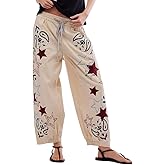 Kedera Mid Rise Barrel Starry Print Jeans for Women Embroidered Wide Leg Denim Pants Boyfriend Baggy Jeans with Pockets