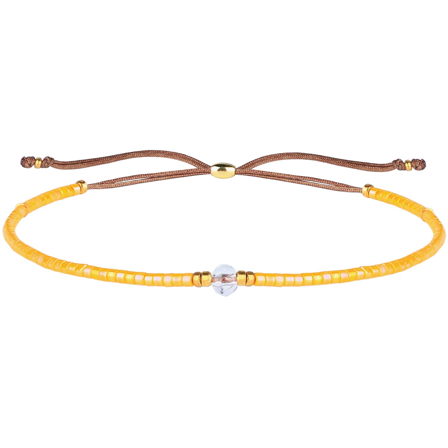 KELITCH Crystal Gems Mix Beaded Friendship Bracelets Charm Adjustable Bracelet New Jewelry (Orange 2) โ image 1