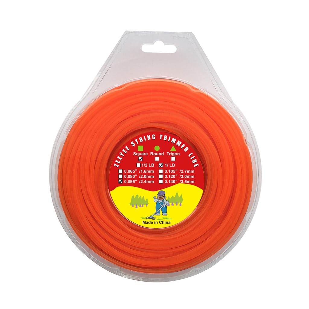 ZeeYee Commercial Grade 2.4mm x 67meters Spool of Round Grass Trimmer Line 1 Pound, Orange