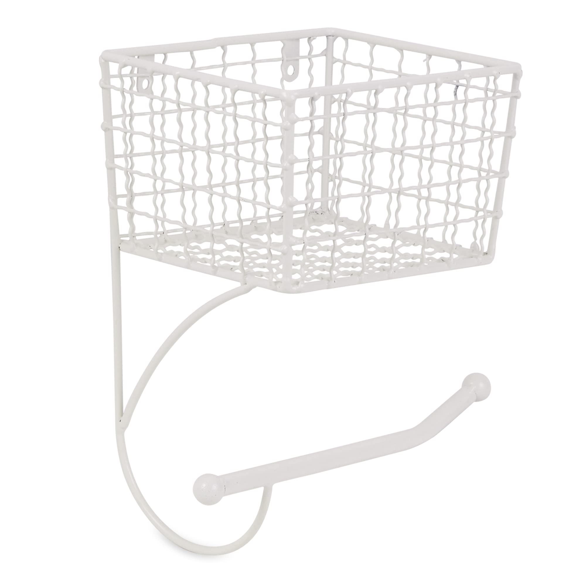 DII Rustic Farmhouse Bathroom Décor, Metal Storage, Toilet Paper Holder, Antique White