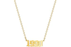 Glimmerst Birthday Year Necklace, 18K Gold Plated Stainless Steel Birth Year Number Pendant Necklace Memorable Anniversary Jewelry for Women Girls