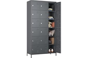 SUXXAN 18 Doors Metal Lockers for Employees for Offices School Gyms Home,Assembly Required,Dark Gray