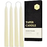 8 inch Beeswax Taper Candles 4 Pack - All Natural, 100% Pure Unscented Bee Wax Candle, Dripless, 5 Hours Burnning Time -Off White