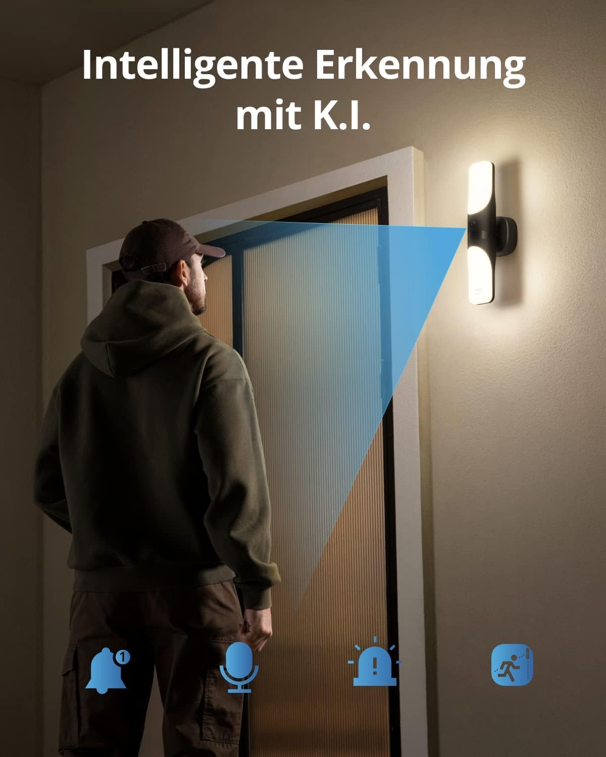 eufy Security Kabelgebundene Wall Light Cam S100, Außenleuchte mit Kamera, 2K Überwachung, 1200 Lumen, Farbige Nachtsicht, KI Erkennung, IP65 Wasserschutz, Gebührenfrei 6