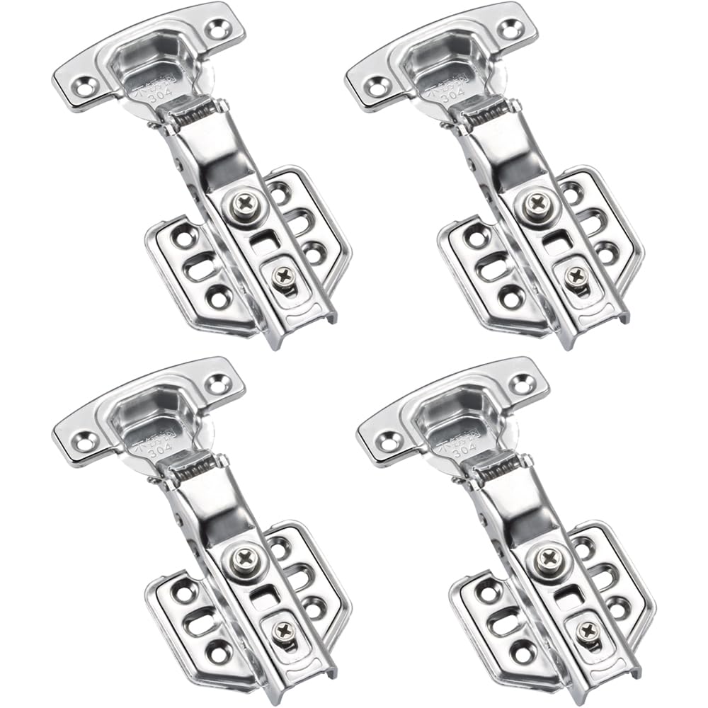 anchak 4 x 110 Degree Pot Hinge Corner Stop Rustproof Cabinet Hinge Automatic Closing Automatic Hinge Damping Hinges for Kitchen Cabinet Wardrobe Cabinet Door Furniture - Centre Stop