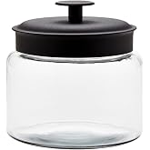 Anchor Hocking Montana Collection tarros, Negro | Clear Glass Design | Wide-Mouth Access | Airtight Storage Solution | Countertop Organization | Durable Glass Material