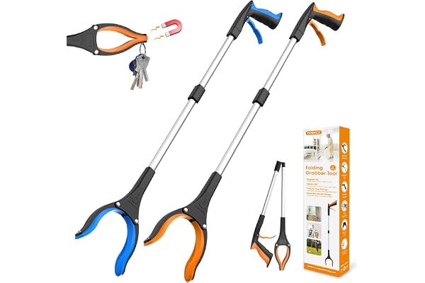 REWKCY 32in/83cm Grabber Reacher Tool 2-Pack, Foldable Reacher Grabber with 360° Rotating Jaw & Magnet, Heavy Duty Pick Up St
