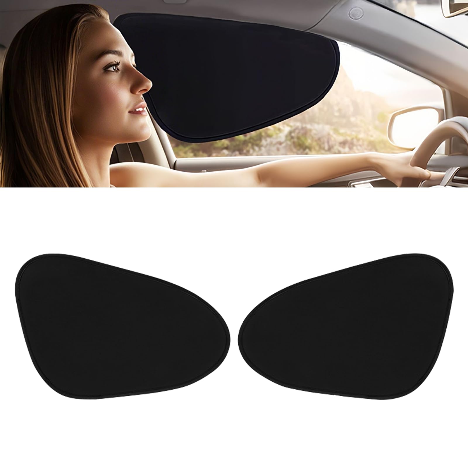 Photo 1 of 2-Pack Car Side Window Sun Shade | Black Gel Electrostatic UV Protection Sunshade | Universal Fit 99% Vehicles | Foldable Car Shades