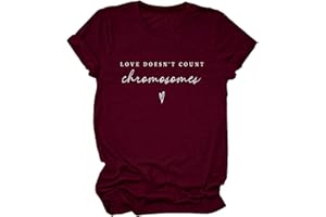GAQEUWR Down Syndrome Awareness T Shirt for Women Love Doesn't Count Chromosomes Shirt Christian Faith Short Sleeve Tops