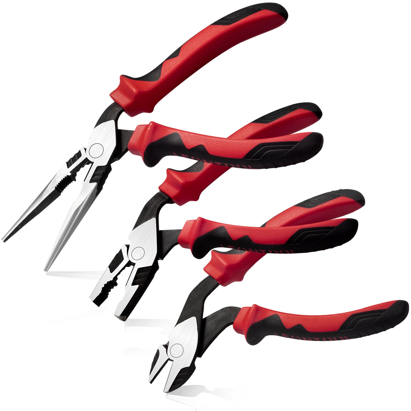 LEONTOOL High Leverage Pliers Set Angled Head 8 Inch Long Needle Nose Pliers 7 Inch Diagonal Cutting Pliers 7 Inch Combination Pliers Professional Hand Tool Saving 35 Percent Labour