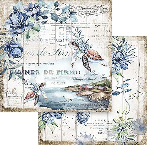 Stamperia SBB786 Scrapbooking Double Sided Paper Romantic Sea Dream Turtle, Multi-Colour, 30.5 x 30.5 cm