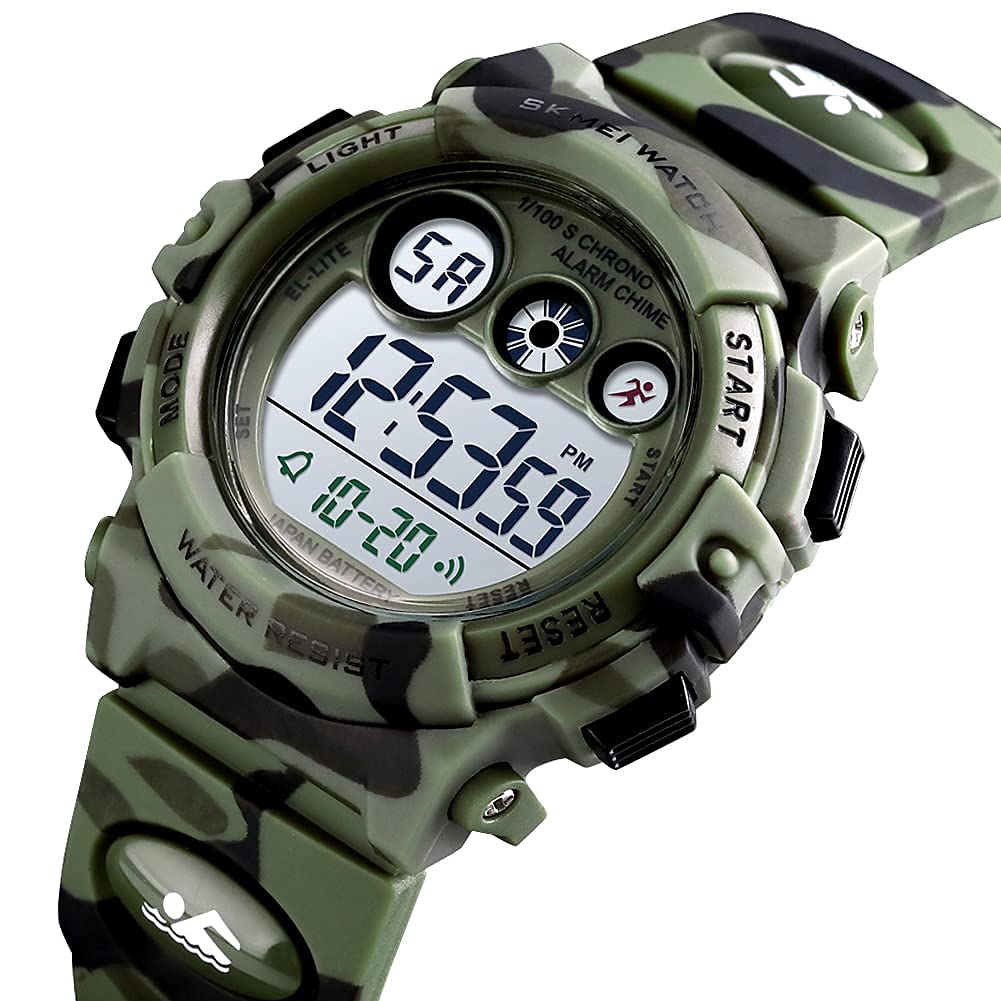 GOLDEN HOUR Watches for Kids Digital Sport Waterproof Boys Girls Watch Outdoor 12/24 H Alarm EL Backlight Stopwatch Military Child Wristwatch Ages 3-15
