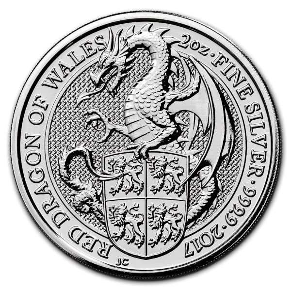 2017 Queen’s Beasts Red Dragon of Wales Fine Silver 999 Coin 2oz Silver Coins