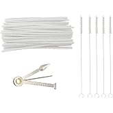 WAFJAMF 56 Pcs Pipe Cleaner Kit 50 Strips 1 Tamper Tool 5 Brushes Set | Multifunctional 3-in-1 stainless reamer scraper, cotton chenille stems &amp; skinny straw washing applicators