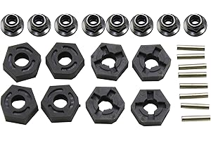 Blomiky 8 Pack 12mm 16440 Wheel Hub Hexes and 8 Pack M20101 Wheel Hex Pins and M40 M4 Wheel Locknuts Spare Parts for 1/10 1/12 1/14 1/16 1/18 Scales RC Truck / 9125 Hex Pin Locknuts 2