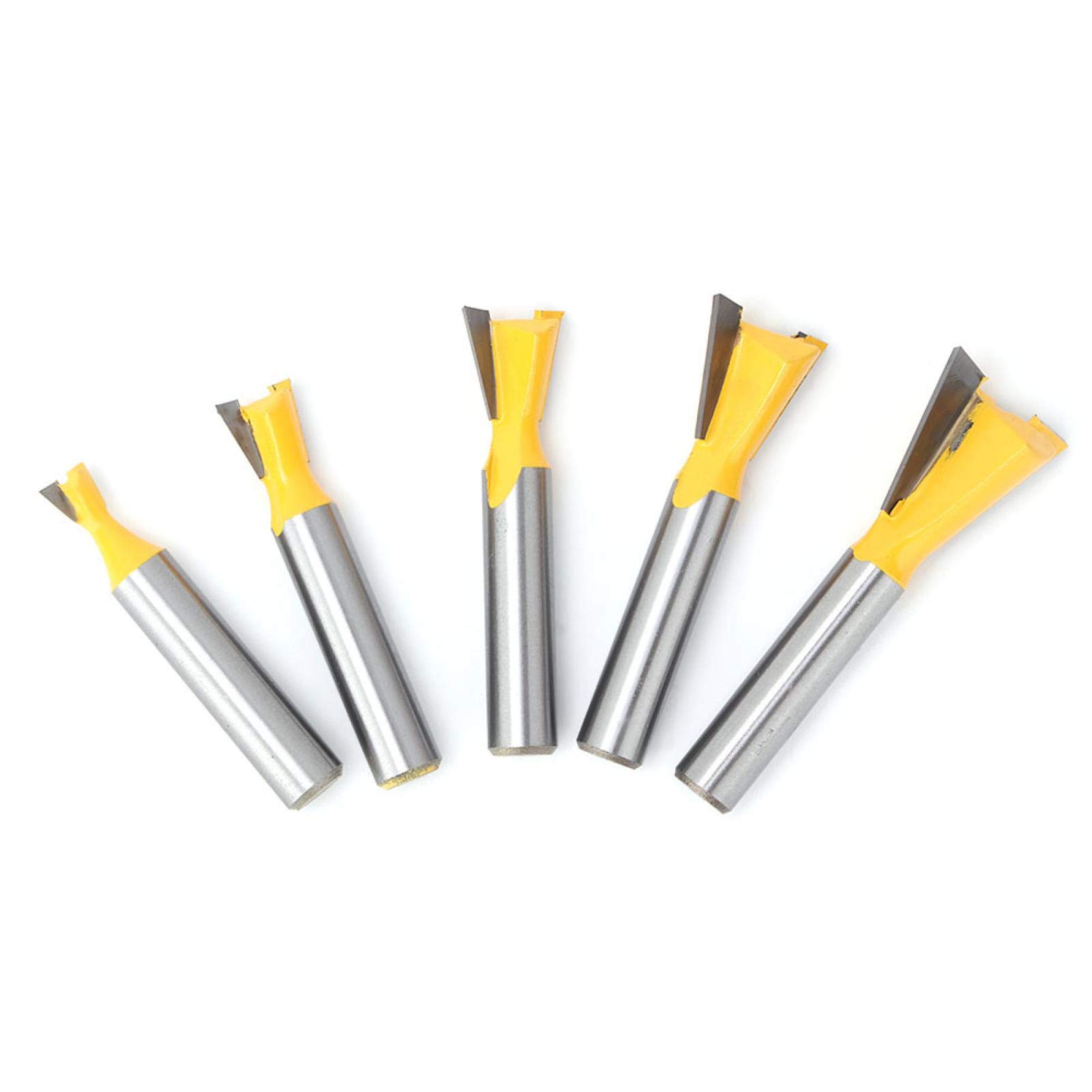 5pcs Dovetail Router Bits Woodwork Dovetail End Milling Woodwork Wood Milling Cutter Tool Cutting Edge for Cabinets Door Frames
