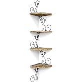 Alsonerbay 4-Tier Cat Shaped Corner Shelf Wall Mount, Carbonized Black | Curved solid wood, 35.2 lbs total capacity, reinforced metal bracket, rustic decor, for bedroom, living room &amp; kitchen