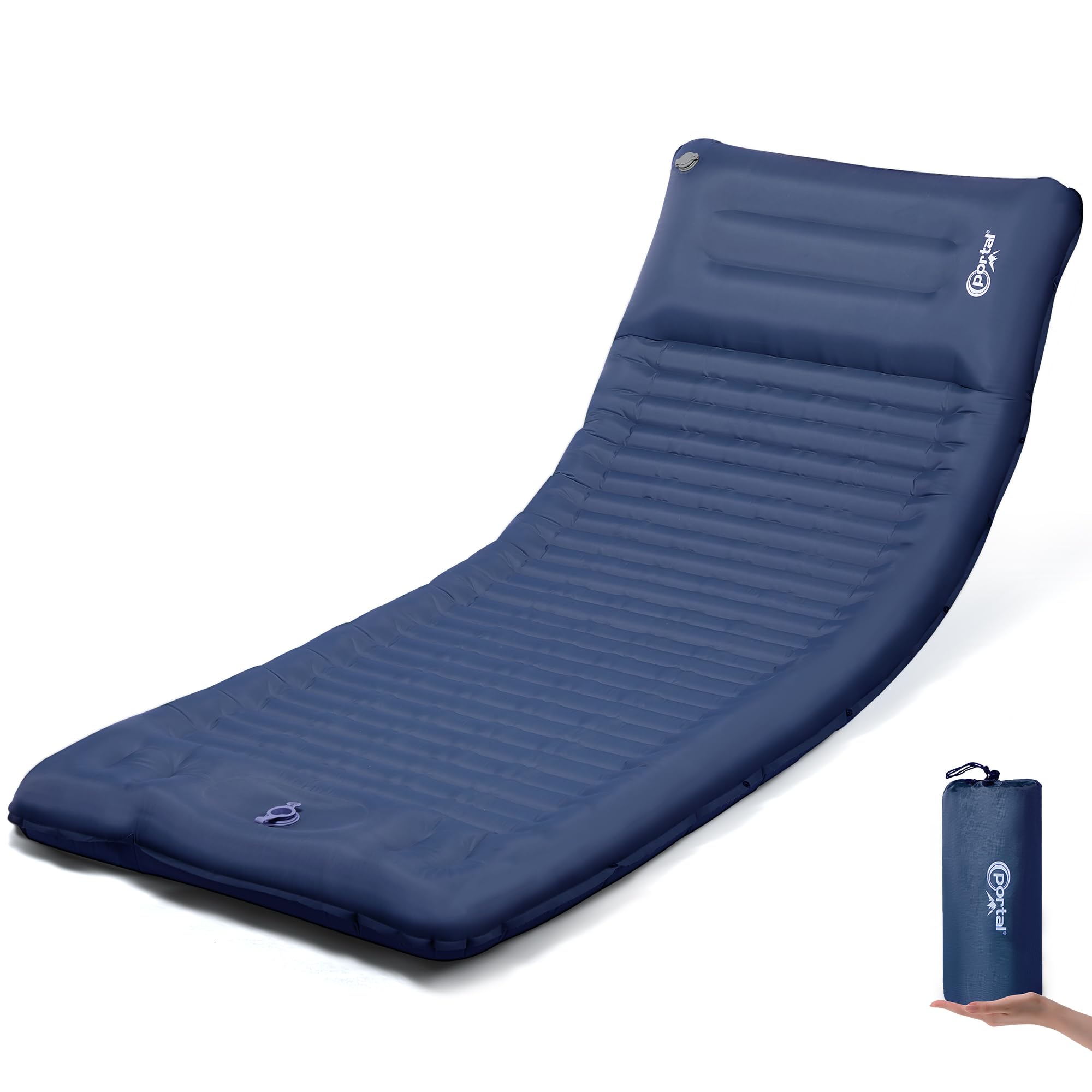 Portal Camping Isomatte 10cm Dicke Luftmatratze Utraleicht mit Fußpresse Pumpe 18cm Dicke Kissen Aufblasbare Matratze Outdoor Faltbare Schlafmatte 200 * 74cm für Camping Wandern Reisen