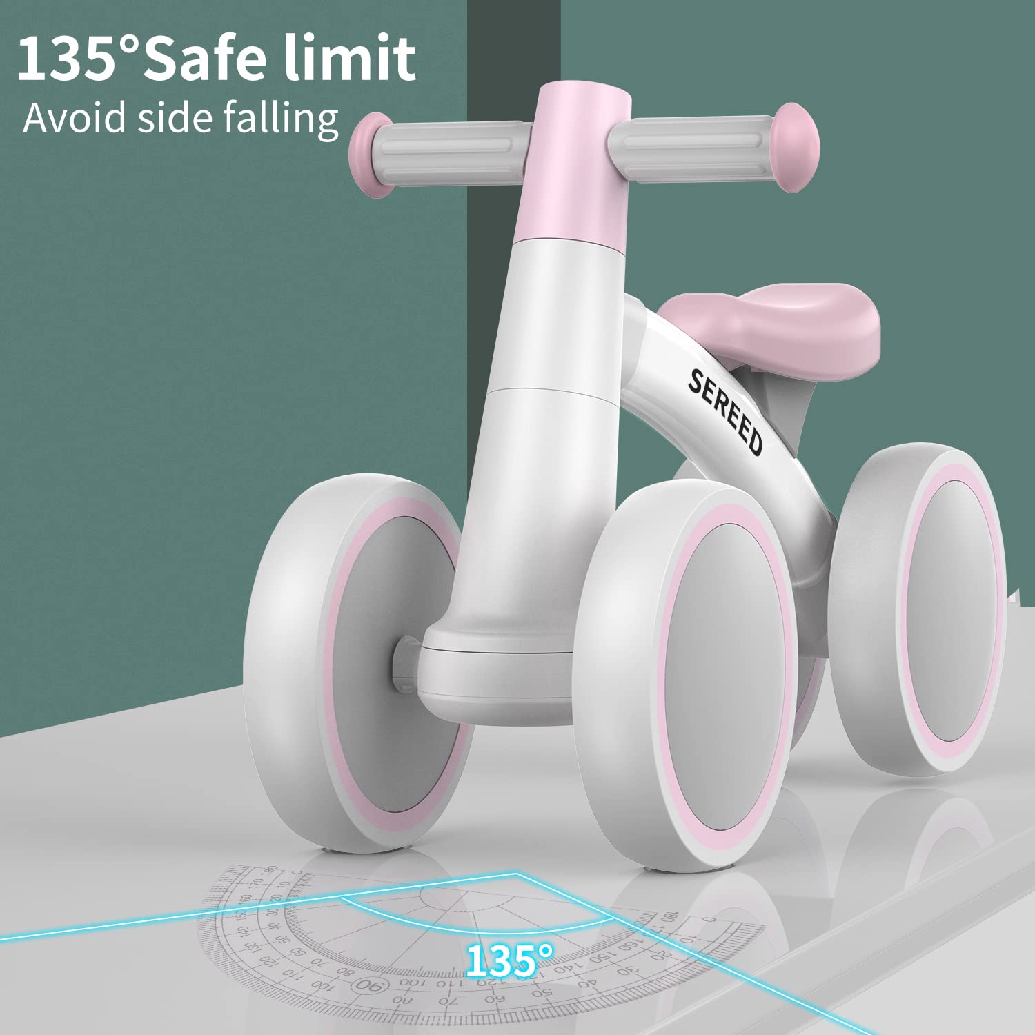 SEREED Baby Balance Bike for 1 Year Old, 4 Wheels Toddler First Bike | First Birthday Gifts | for Boys Girls 12-24 Months