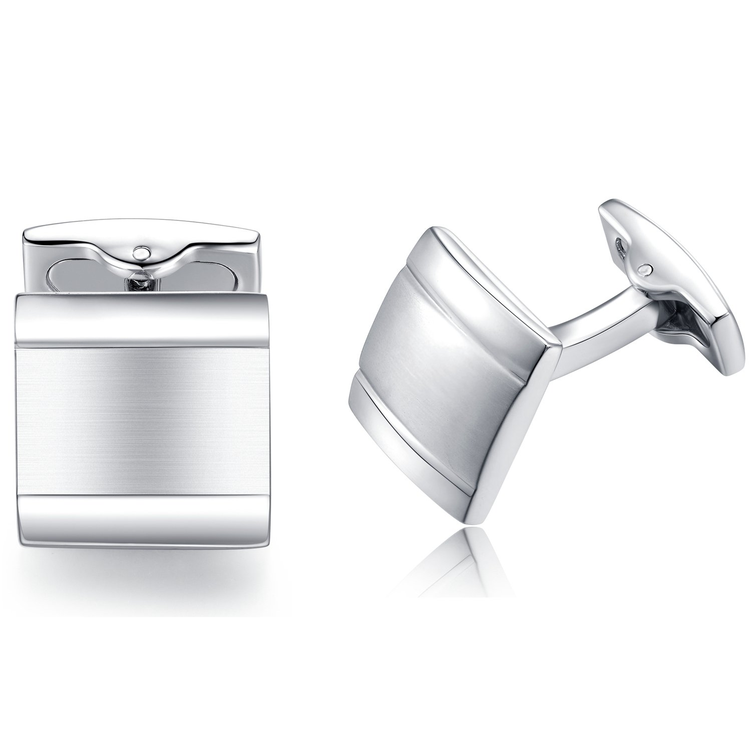 HONEY BEAR Mens Cufflinks Plain Silver Square Business Wedding Gift