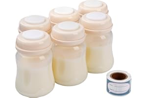 Phanpy Breast Milk Storage Bottles 6pcs with Handwriting Stickers, 6oz Breastmilk Storage Containers for Fridge, Wide Neck Breast Milk Freezer Storage Organizer, Compatible with Phanpy Breast Pump