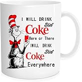 SAPUWE Love For Coke I Will Drink Diet Coke Here Or There For Friend Lover Husband Wife Colleague Sibling In Birthday Christmas Thanksgiving Gift，11Oz Novelty Coffee mug white