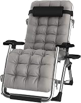 DQCHAIR Sun Lounger Outdoor Zero Gravity Chair with Cup Holder Silver