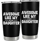 LUDUEIKSW Dad Tumbler Stainless Steel Insulated Travel Coffee Mug, Birthday Christmas Gifts for for Father Husband Step Papa from Daughter, 20oz