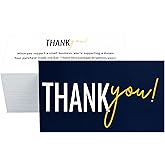 RXBC2011 Thank You Cards Dark Blue and white Design with Appreciation Message 2x3.5 Inches Pack of 100