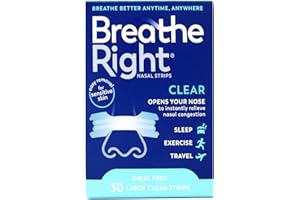 Breathe Right Nasal Strips to Stop Snoring, Drug-Free, Clear for Sensitive Skin, 30 count (Pack of 2) ( Pack May Vary )