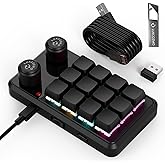12-Key Macro Pad Programmable Mini Mechanical RGB OSU Knob Wireless Type-C | 12-key programmable macro pad, one-handed, RGB backlit, OSU knob, wireless &amp; Type-C, software included