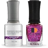LeChat - Perfect Match Gel Polish - 40 Days In Rio - Purple and Pink Holographic Hexes and Pink Micro Glitter on a Sheer Orchid Base - (0.5 Ounce) - Easy Application - Soak Off Formula