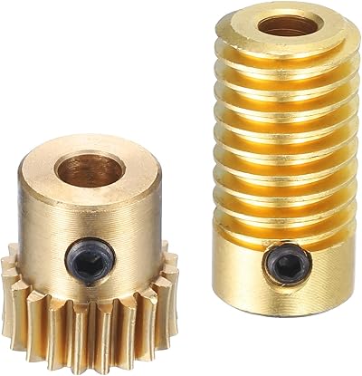 sourcing map Worm Gear Set 0.5 Module 20:1 Reduction Brass 4mm Bore Gear Wheel