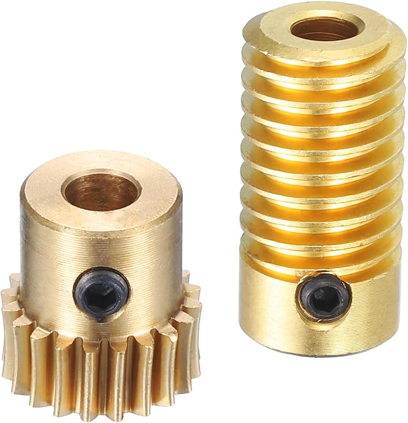 sourcing map Worm Gear Set 0.5 Module 20:1 Reduction Brass 4mm Bore Gear Wheel