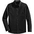 Spring&Gege Boys' Long Sleeve Dress Shirts Formal Uniform Woven Solid