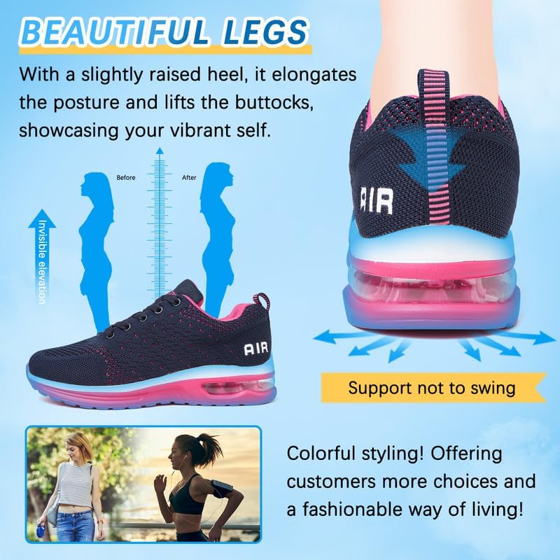 Laufschuhe Damen Turnschuhe Sneaker Damen Sportschuhe mit Luftpolster Sneaker Atmungsaktives Joggingschuhe Leichte rutschfest Straßenlaufschuhe Walkingschuhe Gym Fitness Running Shoes Women 7