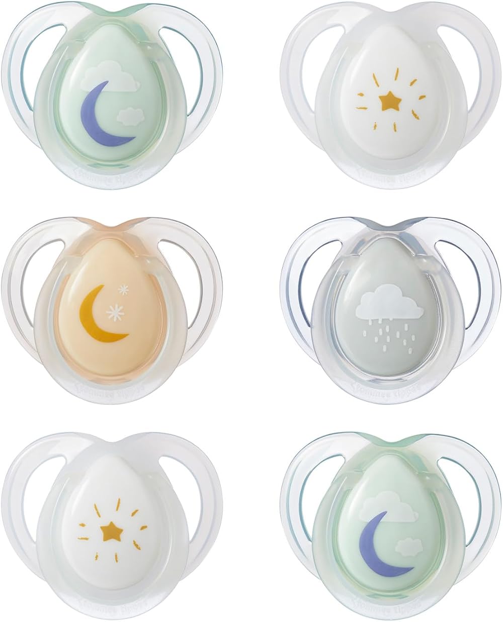 Tommee Tippee Nighttime Soothers 0-6m 6 Pack Glow in the Dark BPA Free