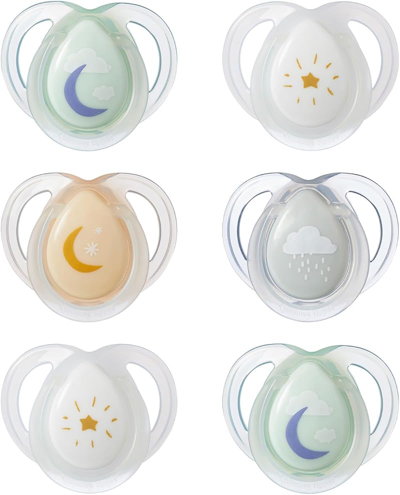 Tommee Tippee Nighttime Soothers 0-6m 6 Pack Glow in the Dark BPA Free