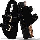Project Cloud 100% Genuine Leather Platform Sandals Women - Memory Foam Insole with Two-Buckle - Non-Slip and Comfortable Wedge Sandals for Women 2026 (Oliy)