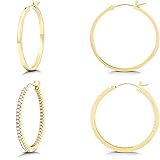 Gacimy Gold Hoop Earrings for Women, 14K Gold