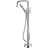 sumerain Freestanding Bathtub Faucet, Modern Floor Mounted Tub Faucet with Hand Shower Brass High Flow Tub filler Chrome