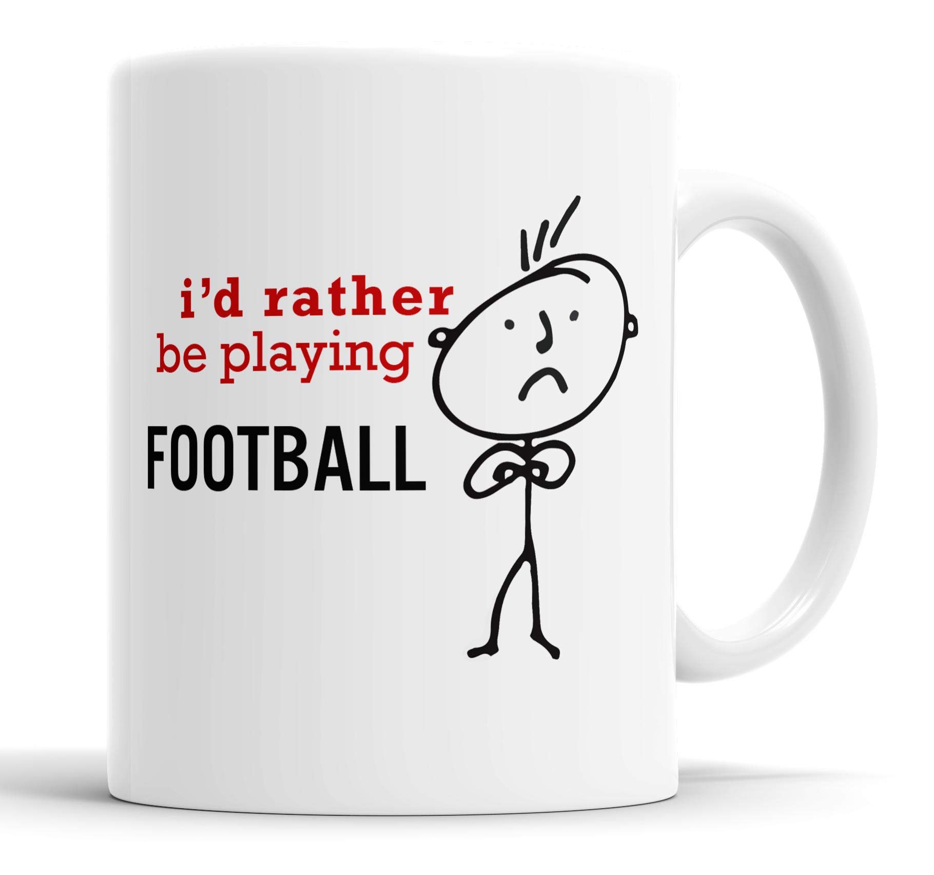 Faithful Prints Mens I'd Rather Be Playing Football Mug Novelty Hobby Dad Brother Uncle Grandad Friend Funny Humour Gift Cup Birthday Christmas, Ceramic Mugs