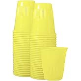 LA MIERE 50 Pack 5 oz Plastic Disposable Recyclable Dental Cups - Party Tumblers, Mouth Rinse & Bathroom Cups -Yellow
